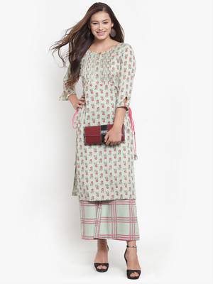 Green printed cotton kurtas-and-kurtis 4