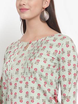 Green printed cotton kurtas-and-kurtis 5