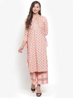 Peach printed cotton kurtas-and-kurtis 1