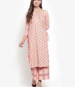 Indibelle Peach printed cotton kurtas-and-kurtis