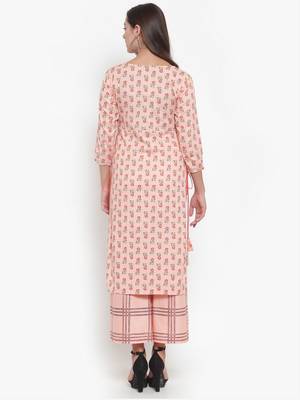 Peach printed cotton kurtas-and-kurtis 2