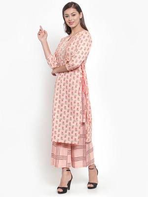 Peach printed cotton kurtas-and-kurtis 3