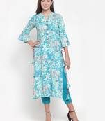 Indibelle Blue printed rayon kurtas-and-kurtis