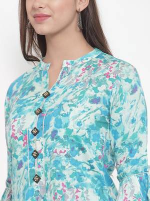 Blue printed rayon kurtas-and-kurtis 5