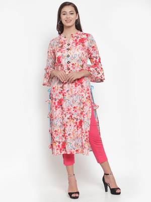 Pink printed rayon kurtas-and-kurtis 1