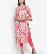 Indibelle Pink printed rayon kurtas-and-kurtis