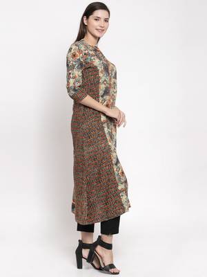 Pink printed rayon kurtas-and-kurtis 3