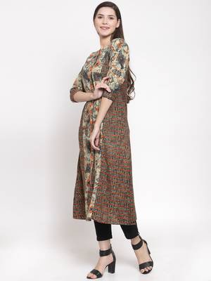 Pink printed rayon kurtas-and-kurtis 4