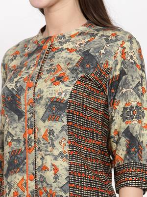 Pink printed rayon kurtas-and-kurtis 5