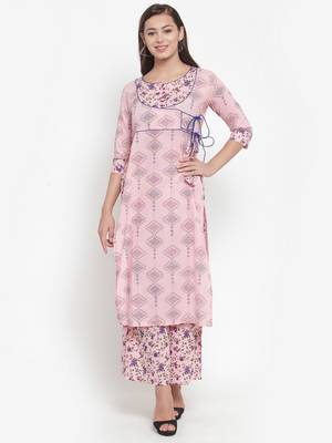 Indibelle Pink printed cotton kurtas-and-kurtis 1