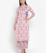 Indibelle Pink printed cotton kurtas-and-kurtis