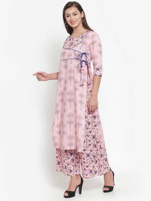 Indibelle Pink printed cotton kurtas-and-kurtis 3