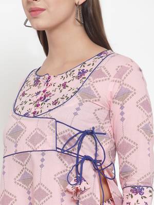Indibelle Pink printed cotton kurtas-and-kurtis 5