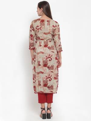 Indibelle Maroon printed rayon kurtas-and-kurtis 2