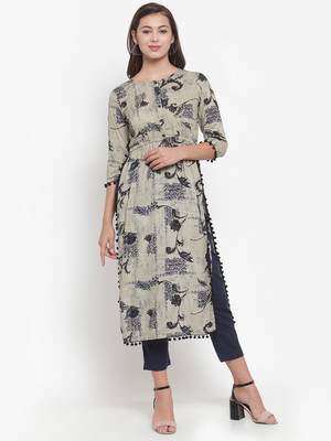 Indibelle Blue printed rayon kurtas-and-kurtis 1