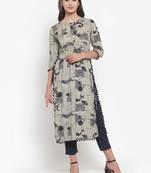 Indibelle Blue printed rayon kurtas-and-kurtis