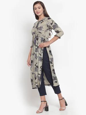 Indibelle Blue printed rayon kurtas-and-kurtis 3