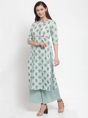 Green printed cotton kurtas-and-kurtis 3