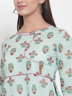 Green printed cotton kurtas-and-kurtis 5