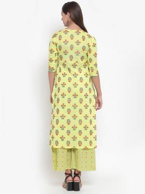 Yellow printed cotton kurtas-and-kurtis 2