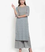 Indibelle Grey printed cotton kurtas-and-kurtis