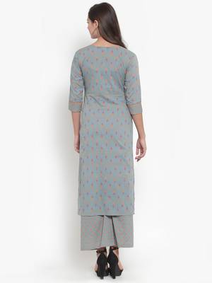 Indibelle Grey printed cotton kurtas-and-kurtis 2