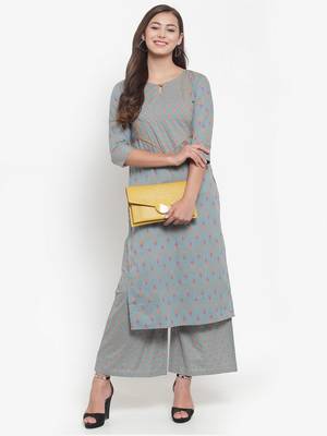 Indibelle Grey printed cotton kurtas-and-kurtis 4