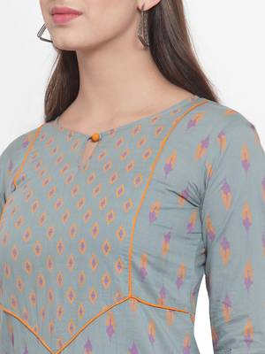 Indibelle Grey printed cotton kurtas-and-kurtis 5