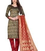 Black Jacquard Unstitched Salwar With Dupatta