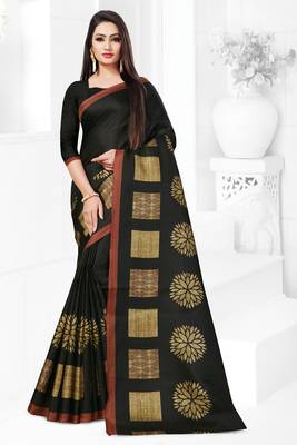 Orange hand woven cotton saree with blouse 1