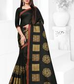 Orange hand woven cotton saree with blouse