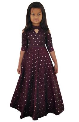 Kids Maroon Long Leatest Design Down For Girls 1