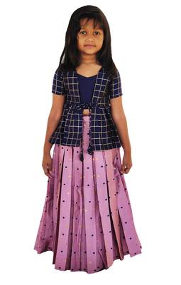 Kids Blue Top And Pink Lehenga Choli Set 1