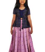 Kids Blue Top And Pink Lehenga Choli Set