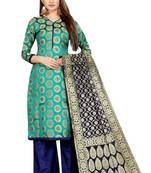 Seagreen Jacquard Unstitched Salwar With Dupatta