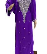 light purple georgette moroccan islamic dubai kaftan farasha zari and stone work dress