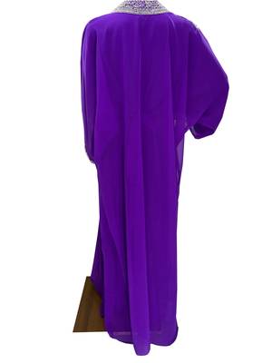 light purple georgette moroccan islamic dubai kaftan farasha zari and stone work dress 3