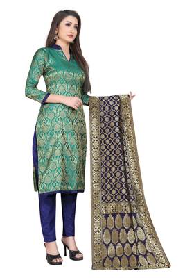 Seagreen Jacquard Unstitched Salwar With Dupatta 2