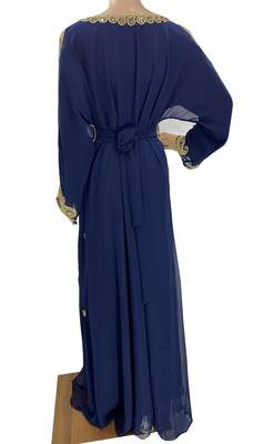navy blue moroccan islamic dubai kaftan farasha zari and stone work dress 3