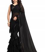 Black Plain Georgette Saree With Blouse
