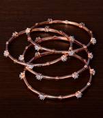 Rose Gold Plated AAA CZ Embellished Two Pairs of Designer Bangles BD426