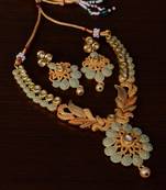 Kundan Embellished Peach Meenakari Worked Designer Necklace 317FNN176