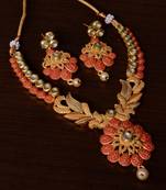 Kundan Embellished Red Meenakari Worked Designer Necklace 317FNN177