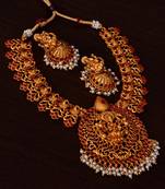 Ruby Embellished Matte Finished Temple Necklace 317FNN179