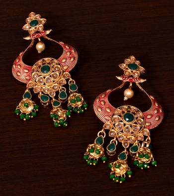 Kundan and Stone Embellished Designer Danglers for Wedding 217EDS251 1