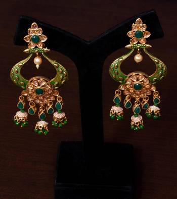 Kundan and Stone Embellished Designer Danglers for Wedding 217EDS252 2