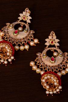 Kundan and Stone Embellished Designer Danglers for Wedding 217EDS254