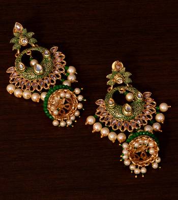 Kundan and Stone Embellished Designer Danglers for Wedding 217EDS255 1