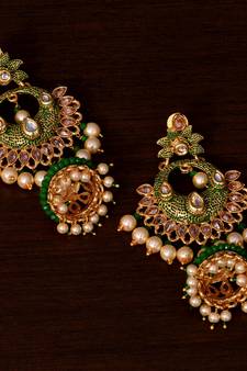 Kundan and Stone Embellished Designer Danglers for Wedding 217EDS255