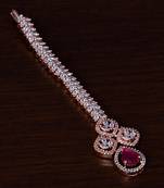 Rose Gold Plated Ruby and AD Stone Embellished Designer Tikka 217MTS121